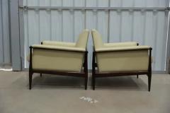  Liceu de Artes e Of cios Pair of Armchairs in Hardwood Leather by Liceu de Artes e Oficios c 1960s - 3731225