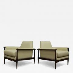  Liceu de Artes e Of cios Pair of Armchairs in Hardwood Leather by Liceu de Artes e Oficios c 1960s - 3789410