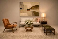  Liceu de Artes e Of cios Pair of Brazilian Modern Stools in Rosewood Cane and Olive Mohair Cushions - 4594292