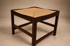  Liceu de Artes e Of cios Pair of Brazilian Modern Stools in Rosewood Cane and Olive Mohair Cushions - 4594293