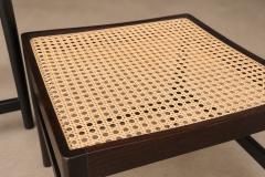  Liceu de Artes e Of cios Pair of Brazilian Modern Stools in Rosewood Cane and Olive Mohair Cushions - 4594296