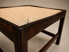  Liceu de Artes e Of cios Pair of Brazilian Modern Stools in Rosewood Cane and Olive Mohair Cushions - 4594301