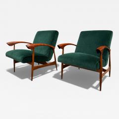  Liceu de Artes e Of cios Pair of Hardwood Green Velvet Armchairs by Liceu de Artes Lot 513A - 4634572