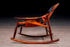  Liceu de Artes e Of cios Rocking Chair in Rosewood Leather Liceu de Artes 1960s - 4635394