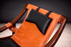  Liceu de Artes e Of cios Rocking Chair in Rosewood Leather Liceu de Artes 1960s - 4635408