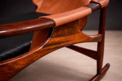  Liceu de Artes e Of cios Rocking Chair in Rosewood Leather Liceu de Artes 1960s - 4635412