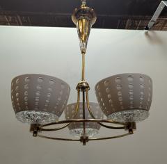  Lightolier Gerald Thurston Brass Crystal Chandelier Pendant Lightolier - 4392829