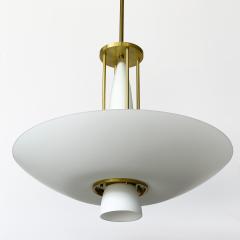  Lightolier Lightolier Brass and White Glass Art Deco Style Chandelier - 982582