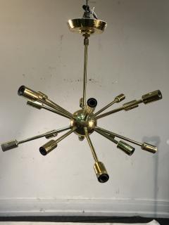  Lightolier MID CENTURY BRASS 16 LIGHT SPUTNIK CHANDELIER - 3320064