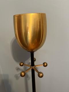  Lightolier MID CENTURY BRASS AND BLACK ENAMEL TORCHIERE - 3017166
