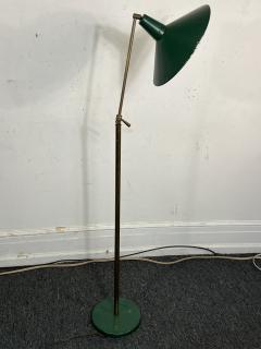  Lightolier MID CENTURY BRASS AND GREEN ENAMELED SHADE FLOOR LAMP - 4099882
