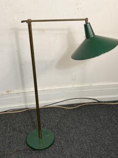  Lightolier MID CENTURY BRASS AND GREEN ENAMELED SHADE FLOOR LAMP - 4099883