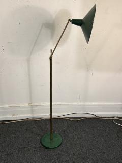  Lightolier MID CENTURY BRASS AND GREEN ENAMELED SHADE FLOOR LAMP - 4099886