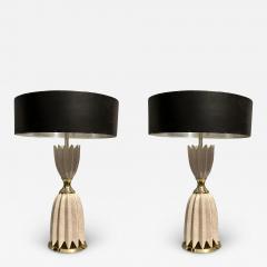  Lightolier MID CENTURY CERAMIC AND BRASS LOTUS LAMPS BY LIGHTOLIER - 3710820