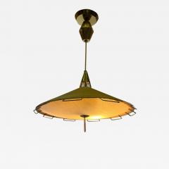  Lightolier MID CENTURY JUTE GLASS AND BRASS CHANDELIER BY LIGHTOLIER - 3152554