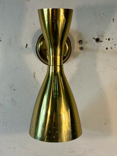  Lightolier MID CENTURY MODERNIST BRASS PERFORATED DOUBLE CONE SCONCE - 2900079