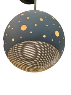  Lightolier MID CENTURY MODERNIST BRASS WHITE BLACK ENAMEL THREE BALL CHANDELIER - 4695566