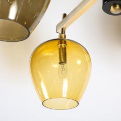  Lightolier Mid Century 3 Tier Chandelier in Amber Smoked Glass Shades by Lightolier - 4304339