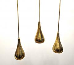  Lightolier Mid Century Brass Tear Drop Pendants attributed Paavo Tynell for Lightolier - 3596288