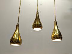  Lightolier Mid Century Brass Tear Drop Pendants attributed Paavo Tynell for Lightolier - 3596291