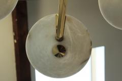  Lightolier Mid Century Modern Brass And Alabaster Chandelier By Lightolier - 1220617