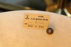  Lightolier Mid Century Modern Brass And Alabaster Chandelier By Lightolier - 1220626