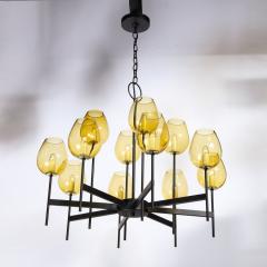  Lightolier Mid Century Modernist Eight Arm Smoked Citrine Glass Chandelier by Lightolier - 3352141