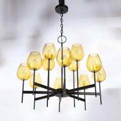  Lightolier Mid Century Modernist Eight Arm Smoked Citrine Glass Chandelier by Lightolier - 3352143