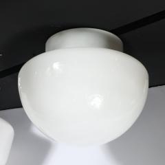  Lightolier Mid Century Reverse Dome Form Milk Glass Flush Mount Chandelier by Lightolier - 4347609