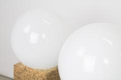  Lightolier Pair of Cork Table Lamps with Opal Glass Globes by Lightolier - 342778
