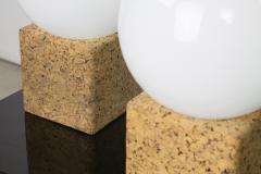  Lightolier Pair of Cork Table Lamps with Opal Glass Globes by Lightolier - 342780