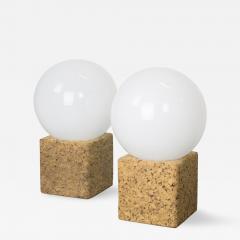  Lightolier Pair of Cork Table Lamps with Opal Glass Globes by Lightolier - 343033
