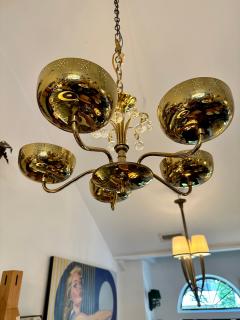  Lightolier Vintage Lightolier 5 Light Perforated Brass Chandelier - 4641429