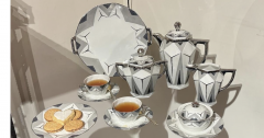  Limoges French Art Deco Black and White Limoges Tea Set for 12 Art Deco - 4312945