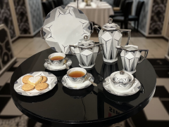  Limoges French Art Deco Black and White Limoges Tea Set for 12 Art Deco - 4312946
