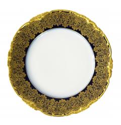  Limoges Pair of French Jean Pouyat for Limoges Plates in Cobalt Blue Gold Decor - 3135078