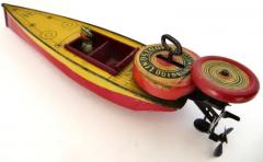  Lindstrom Tool Toy Company 1 Vintage Toy Wind Up Speed Boat with Driver by Lindstrom Toy Co American 1933 - 3630873