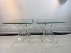  Lion in Frost HIGH END PAIR OF LION IN FROST LUCITE SIDE TABLES - 1347289