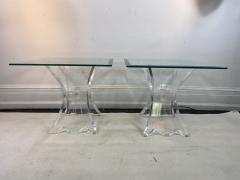  Lion in Frost HIGH END PAIR OF LION IN FROST LUCITE SIDE TABLES - 1347290