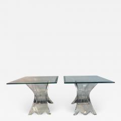  Lion in Frost HIGH END PAIR OF LION IN FROST LUCITE SIDE TABLES - 1349976