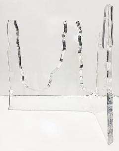  Lion in Frost Vintage Lion in Frost Attributed Thick Lucite Side Tables Pair Beveled Glass - 4541639