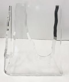  Lion in Frost Vintage Lion in Frost Attributed Thick Lucite Side Tables Pair Beveled Glass - 4541640