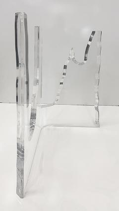  Lion in Frost Vintage Lion in Frost Attributed Thick Lucite Side Tables Pair Beveled Glass - 4541642