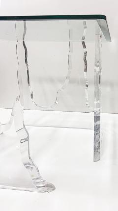  Lion in Frost Vintage Lion in Frost Attributed Thick Lucite Side Tables Pair Beveled Glass - 4541643