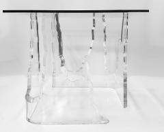 Lion in Frost Vintage Lion in Frost Attributed Thick Lucite Side Tables Pair Beveled Glass - 4544223