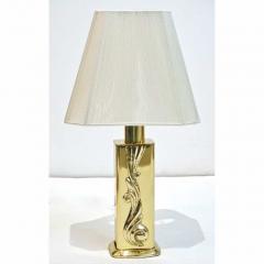  Lipparini Lipparini 1960s Italian Vintage Pair of Gold Brass Lamps with White Silk Shades - 517166