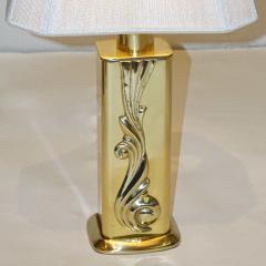  Lipparini Lipparini 1960s Italian Vintage Pair of Gold Brass Lamps with White Silk Shades - 517167