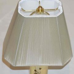  Lipparini Lipparini 1960s Italian Vintage Pair of Gold Brass Lamps with White Silk Shades - 517169