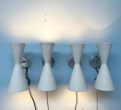  Litecraft Set of Four Litecraft Mid Century Sconces in White Chrome with Pierced Design - 3950285