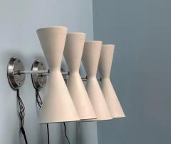  Litecraft Set of Four Litecraft Mid Century Sconces in White Chrome with Pierced Design - 3950297